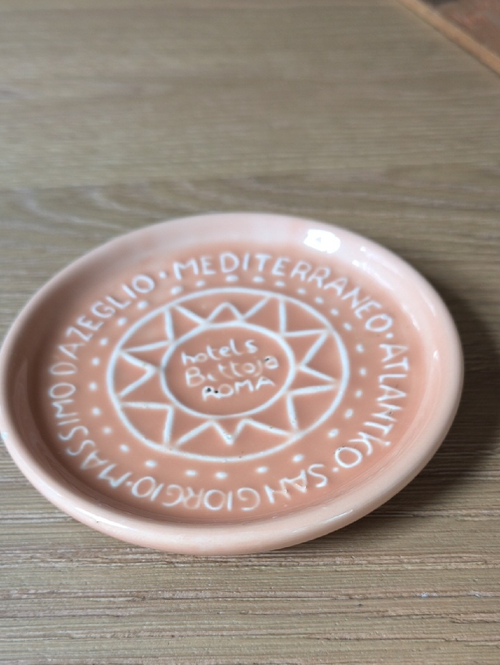 Vintage Italian Hotel Ceramic Trinket Dish Ashtray - Peach Rome Souvenir []